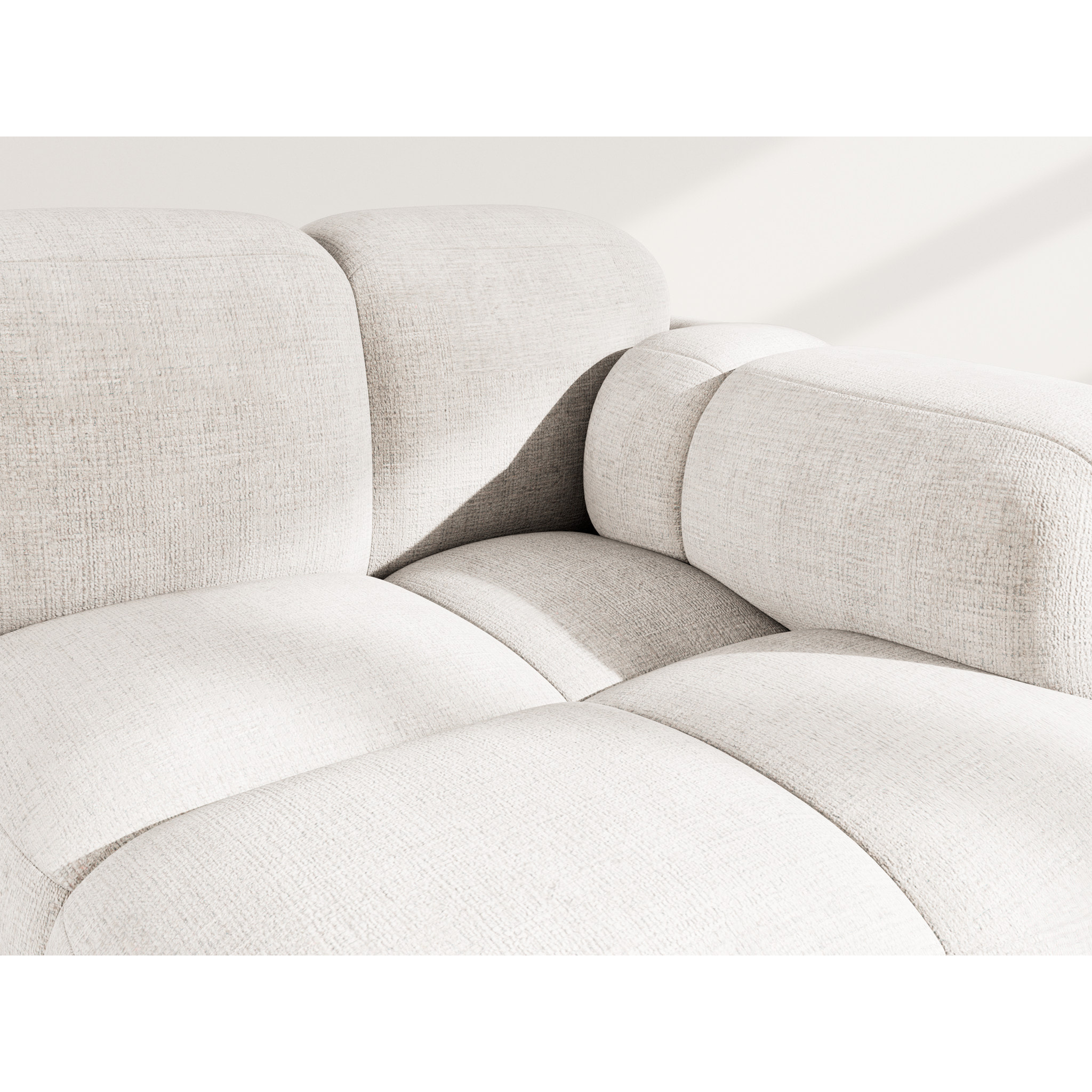 Grace - module d'assise droit en velours texturé - Beige