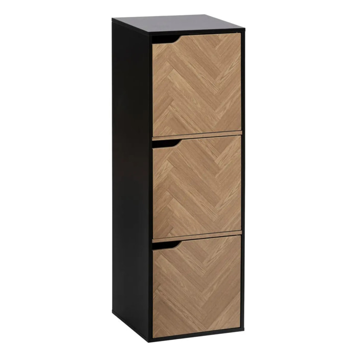 Étagère "Mix'n'door" 3 cases effet bois et noir 34,4x32cm