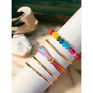 Pulsera Personalizada Color Rainbow Acero Baño Oro
