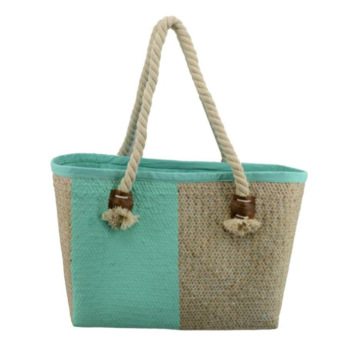 Borsa in paglia Africa verde acqua cm43x19h27