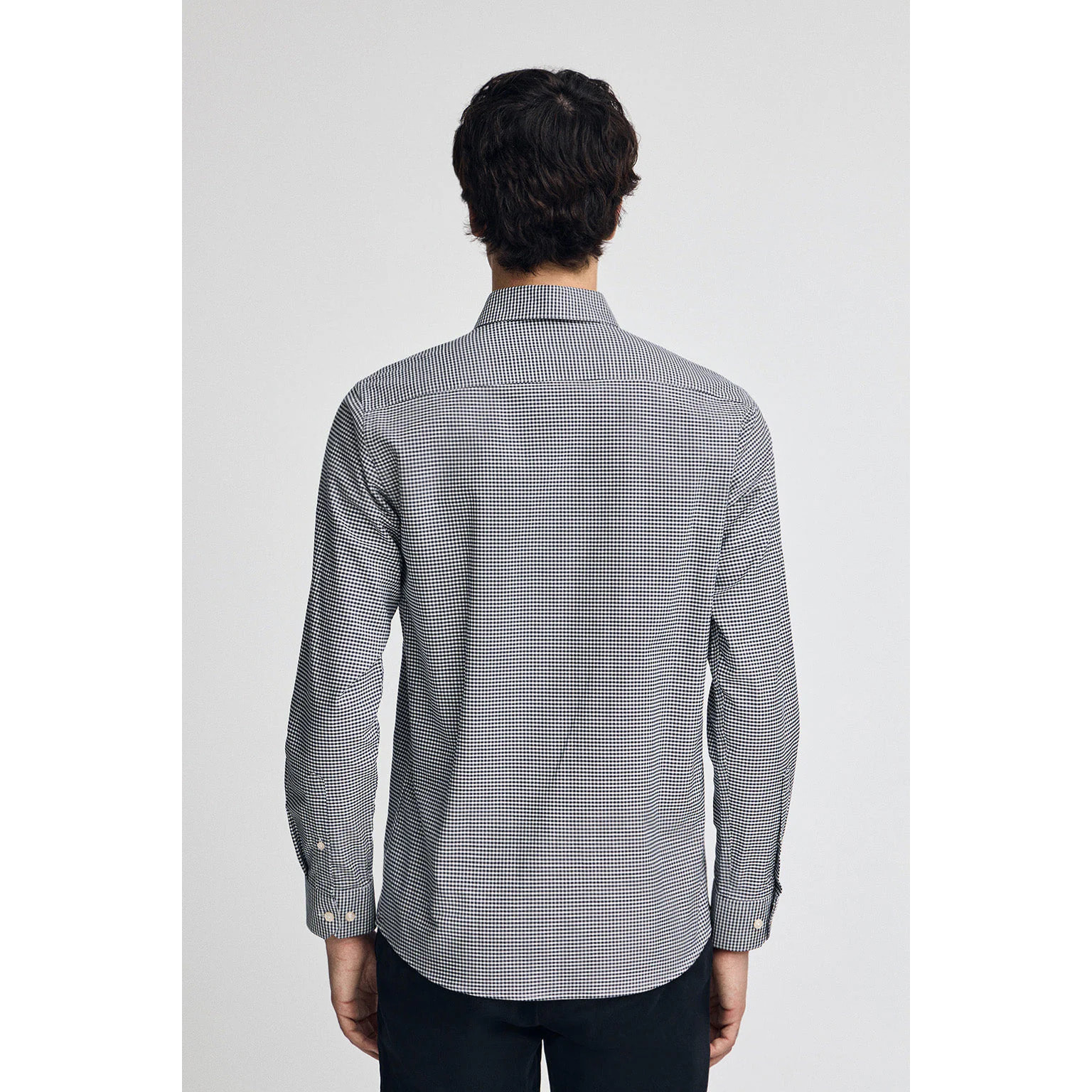 Camicia blu marino slim fit a quadri vichy con logo Rigby Go