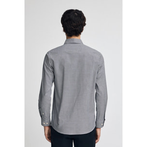 Camicia blu marino slim fit a quadri vichy con logo Rigby Go