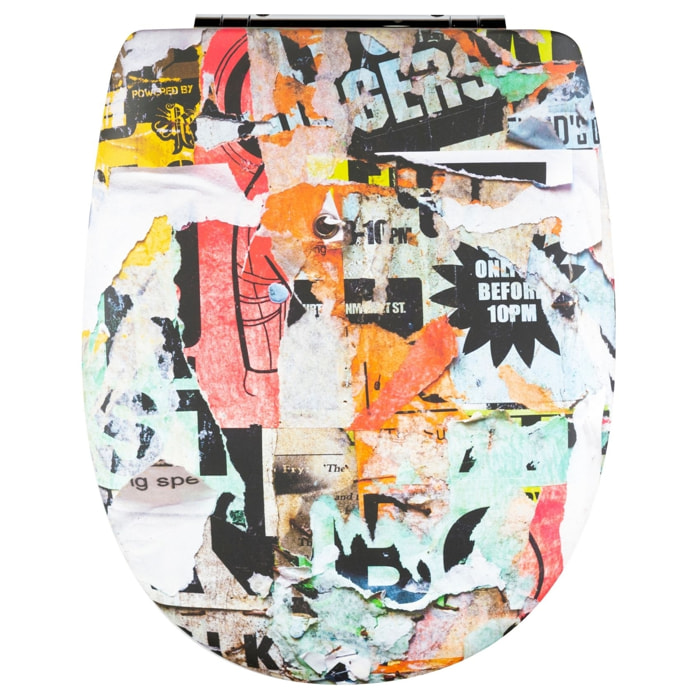 Abattant easy clip à descente assistée imprimé de graffs - Orange