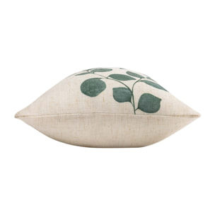 Coussin polylin imprimé feuillages - Naturel