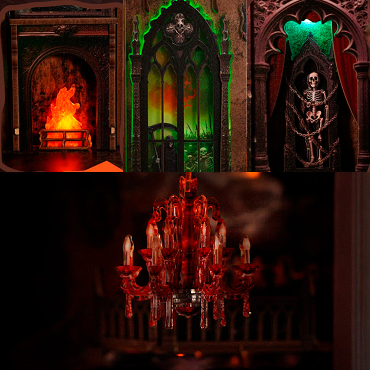 Familia oscura. Book Nook de madera con 155 piezas, diseño 3D realista con gran detalle, luces led y cubierta anti polvo.