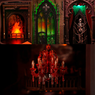 Familia oscura. Book Nook de madera con 155 piezas, diseño 3D realista con gran detalle, luces led y cubierta anti polvo.