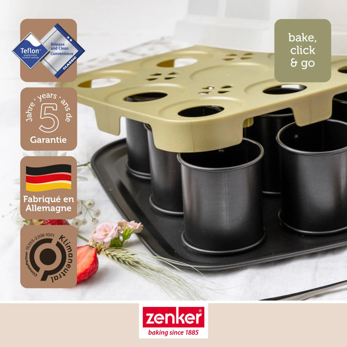 Moule à gâteaux individuels 9 empreintes avec couvercle 29 x 29 cm Zenker Bake Click and Go