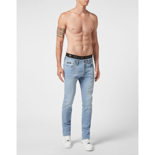 PHILIPP PLEIN Denim Super Straight Cut Embroidery Hexagon