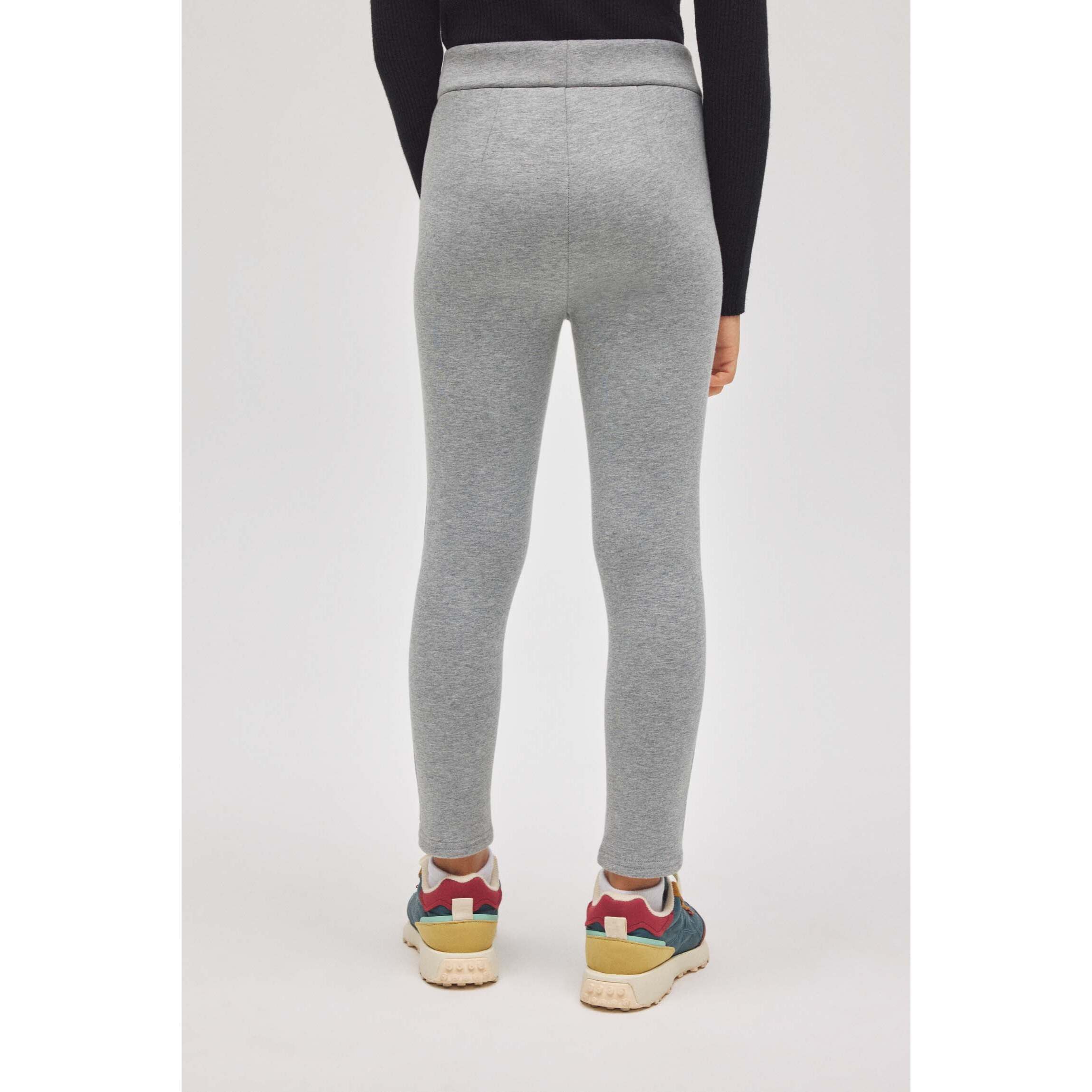 Leggings termici da bambina in pile grigio