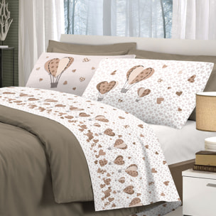 Completo letto mongolfiera beige 100% cotone
