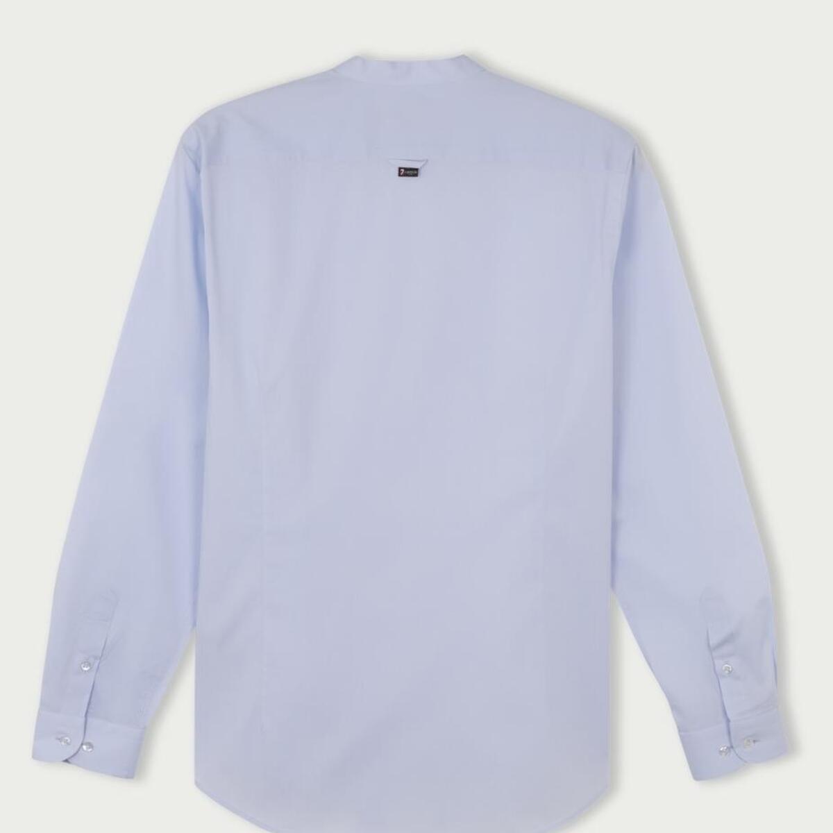 Camicia Uomo Coreano Slim Popeline Stretch Unito Celeste