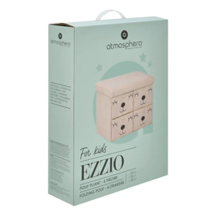 Pouf Pliant Enfant Ezzio Beige 4 Tirroirs 39x38x50 cm