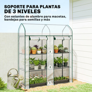 Invernadero Pequeño de 3 Niveles, Invernadero de Exterior con 2 Puertas Enrollables, Marco de Acero y Cubierta de Plástico Anti-UV para Cultivar Plantas, Flores, 143x46x165 cm, Transparente