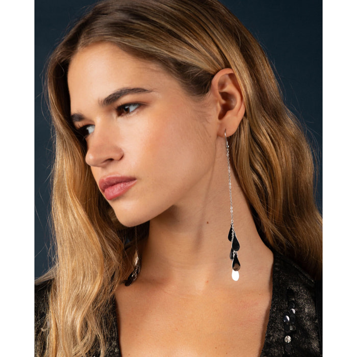 Pendientes de acero con cadena y gotas colgantes de mujer