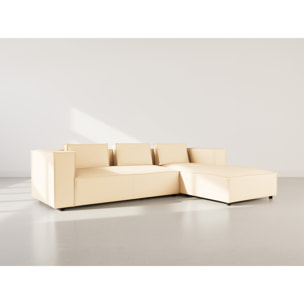 Stella - canapé d'angle droit 4 places en simili - Beige