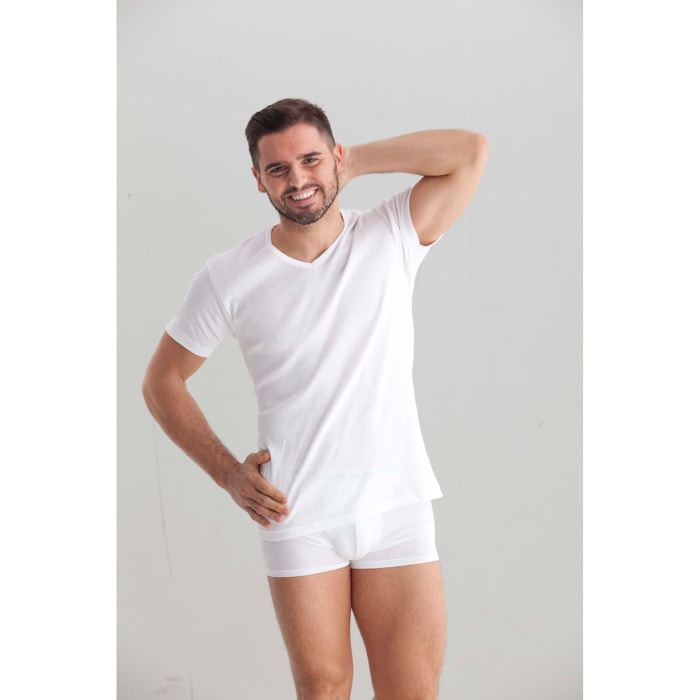 Camiseta Cro Cuello Pico M/C Canale 1X1 Blanco Talla 52