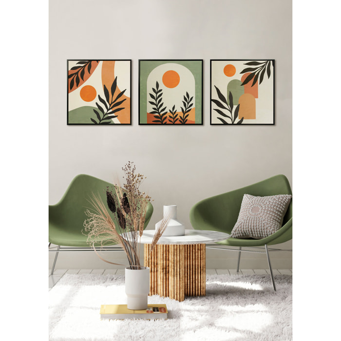 Set 3 cuadros Sunset colores pastel 40x40x4 cm
