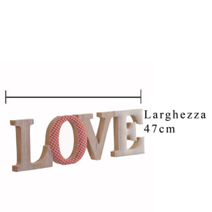 Scritta Love. Larghezza 47 Cm - Pezzi 1 - 47,5X13,5X3cm - Colore: Bianco - Bianchi Dino - Mobiletti, Pensili E Appendiabiti