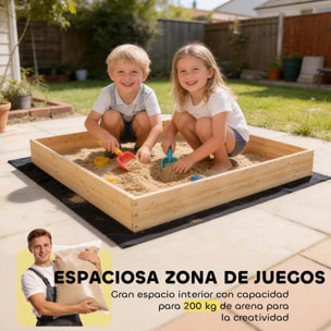 Arenero para Niños de Madera con Excavadora, Arenero Infantil con Asiento Giratorio 360° y Forro de Tela no Tejida, sin Motor, Caja de Arena para Niños de 3-6 Años, 184x90x56 cm, Natural