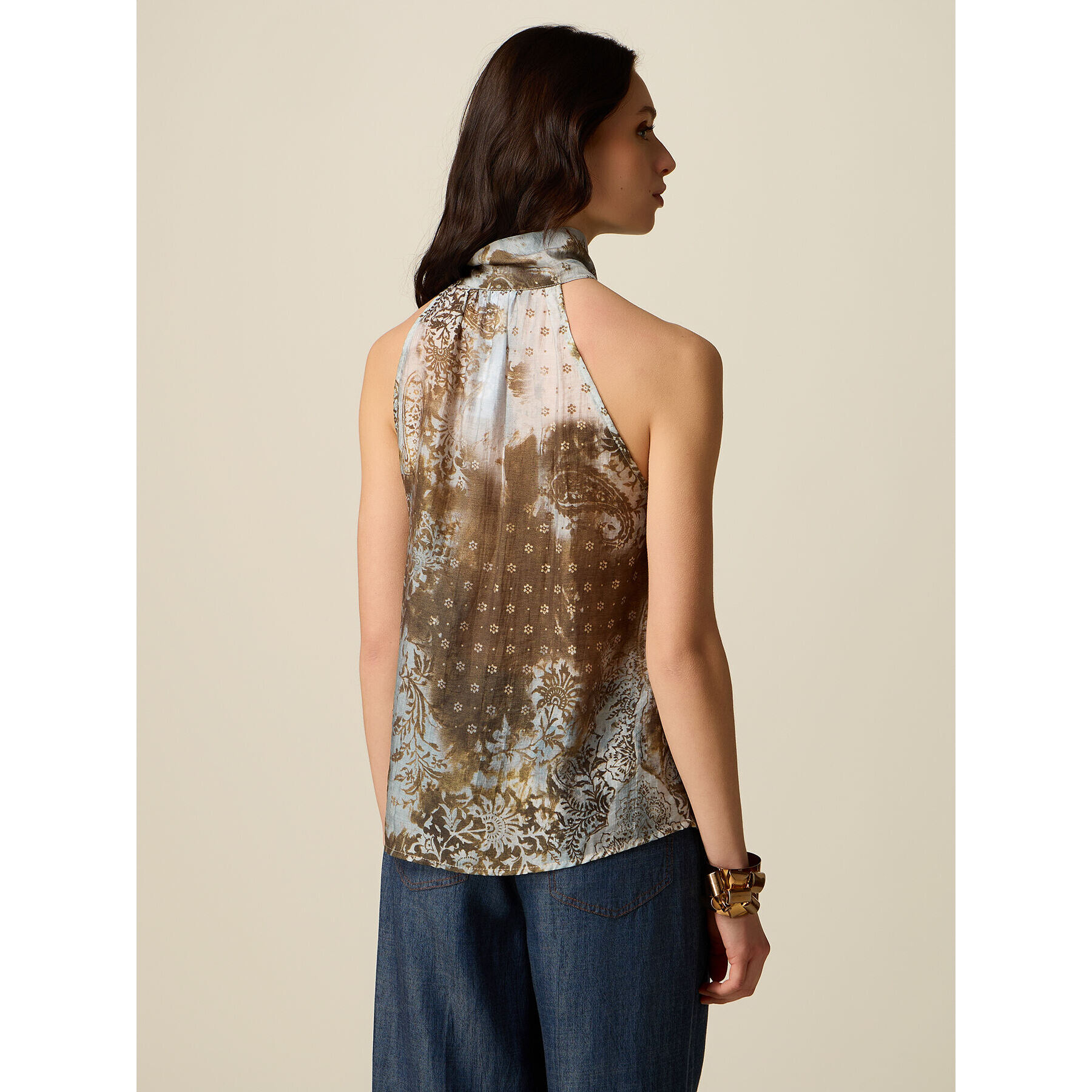 Oltre - Top fantasia con fiocco - Marrone