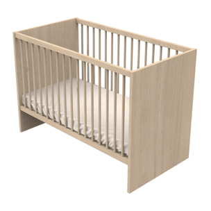 Lit bébé 120x60 à barreaux en bois décor chêne suave