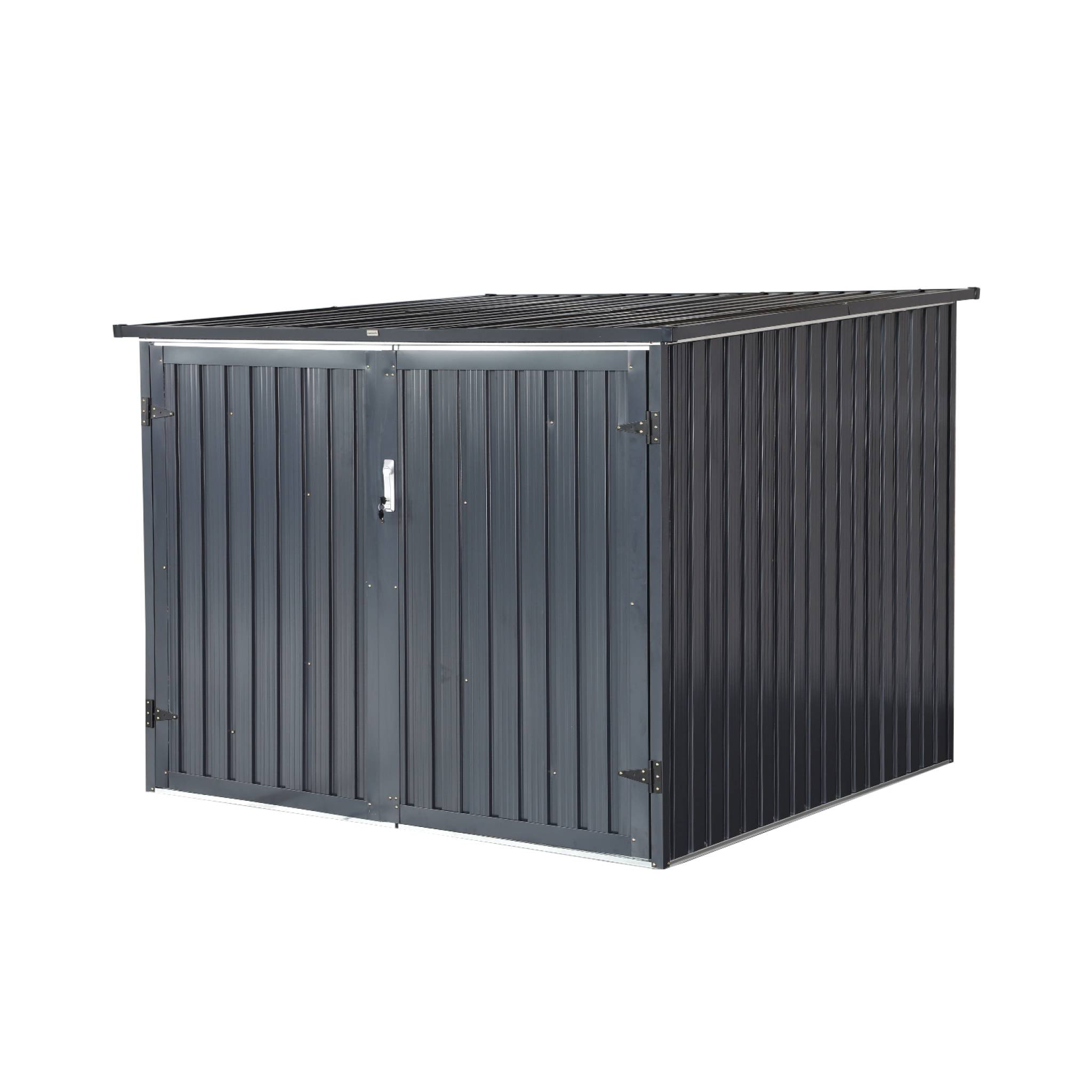 Abri à vélo. rangement 4 vélos. gris en acier galvanisé. L 203 x P 198 x H 157 cm
