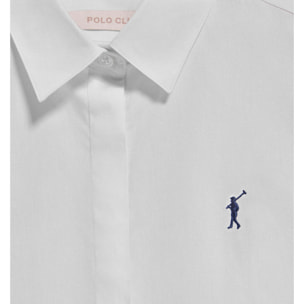 Camicia slim in popeline bianca con logo Rigby Go ricamato