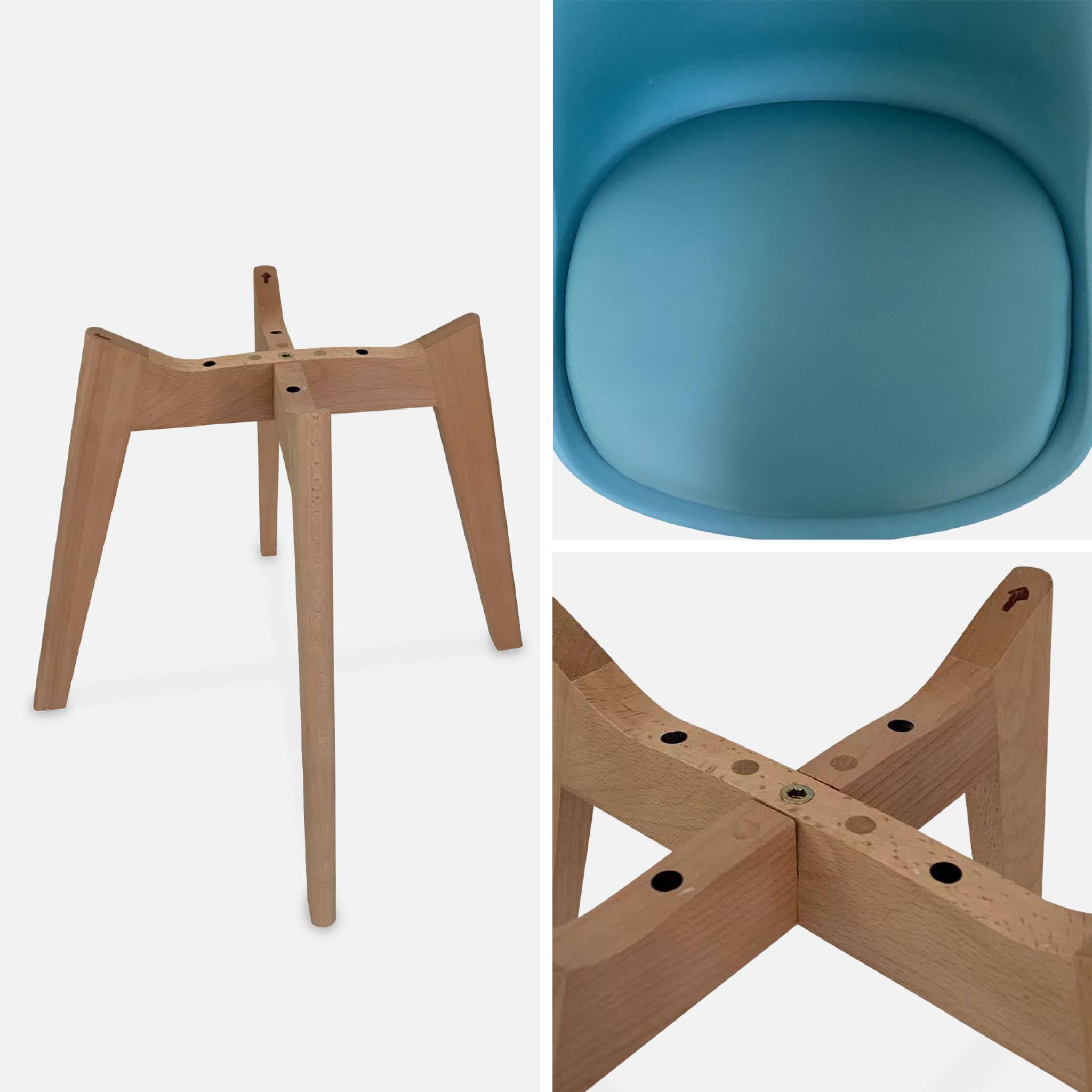 Lot de 4 chaises scandinaves. pieds bois de hêtre. chaises 1 place. bleu canard