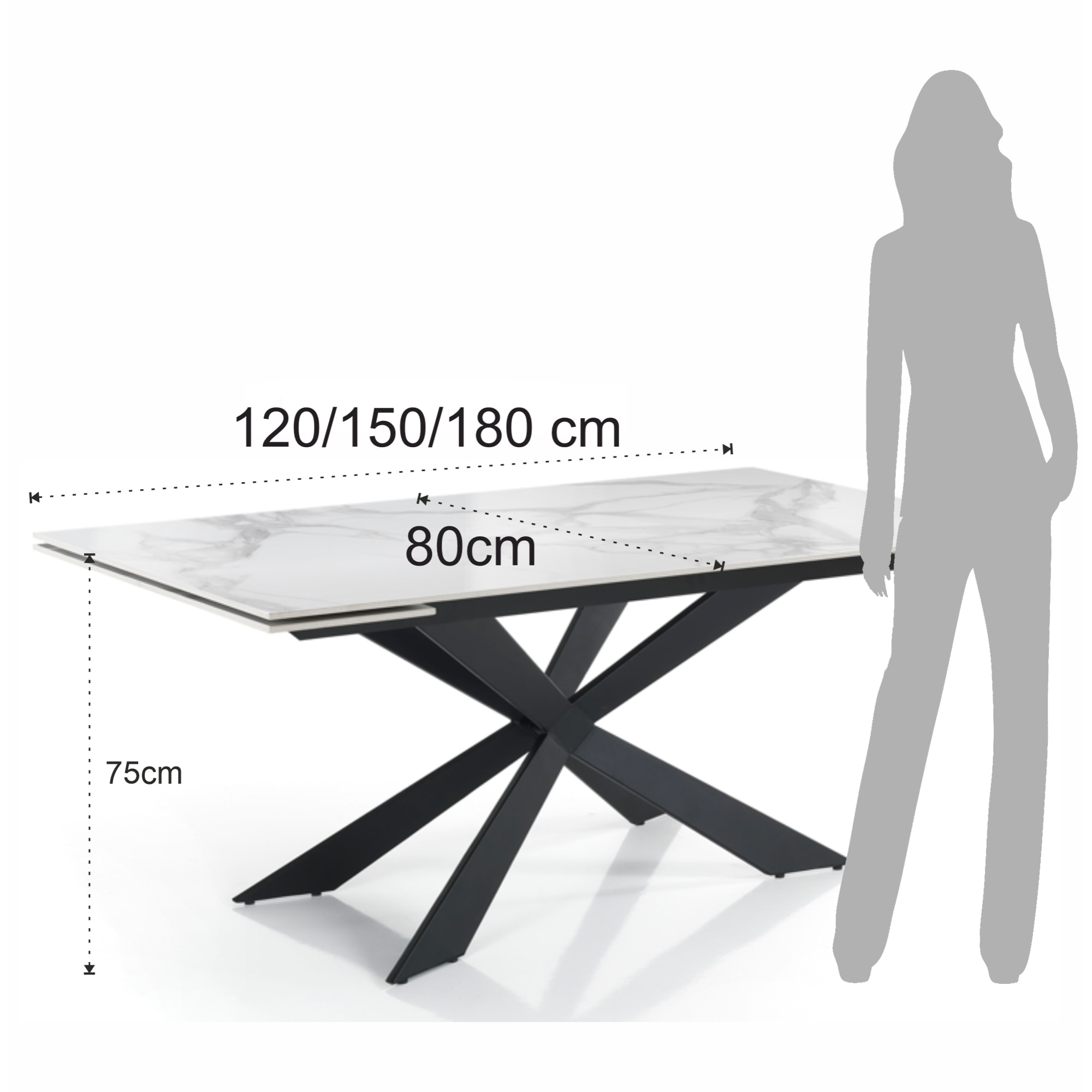 Oresteluchetta Tavolo allungabile WARD 120 WHITE MARBLE - BLACK