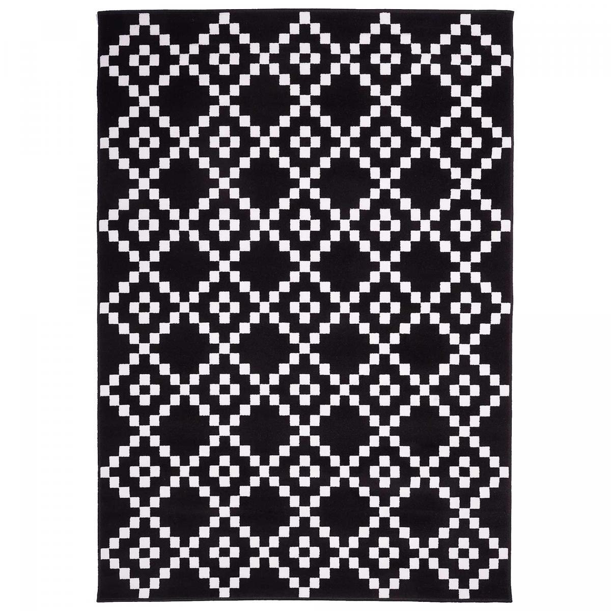 Tapis salon et chambre tissé motif géométrique METI