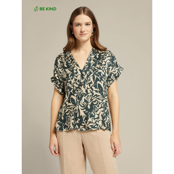 Elena Mirò - Camisa de viscosa ECOVERO™ estampada - Militar