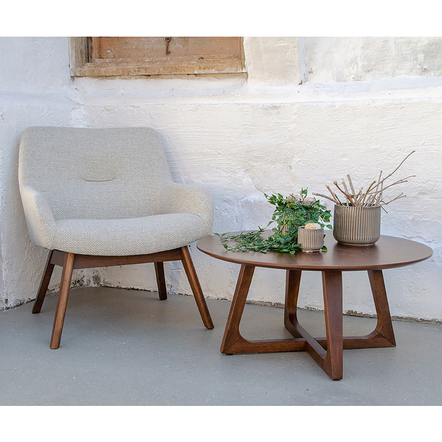 Tavolino da caffè Hellerup in impiallacciatura di noce, ø75×36 cm