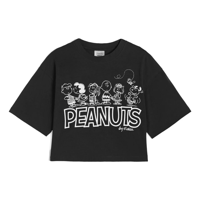 T-shirt donna corta in jersey con grafica Peanuts