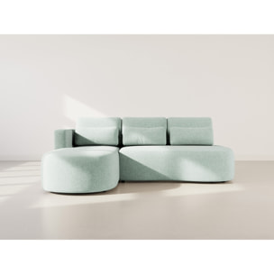Mahina - canapé d'angle gauche 4 places convertible avec coffre en tissu texturé - Bleu
