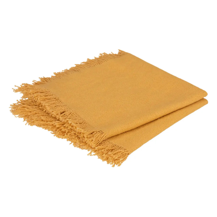 Lot de 2 serviettes de table "Maha" - coton - jaune ocre - 40x40 cm