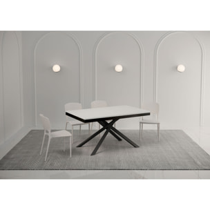 Mesa extensible 90x160/420 cm Karida Evolution fresno blanco estructura antracita