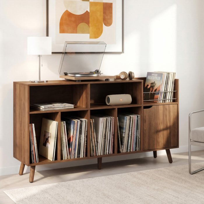 Meuble vinyles Sanza effet noyer 130cm