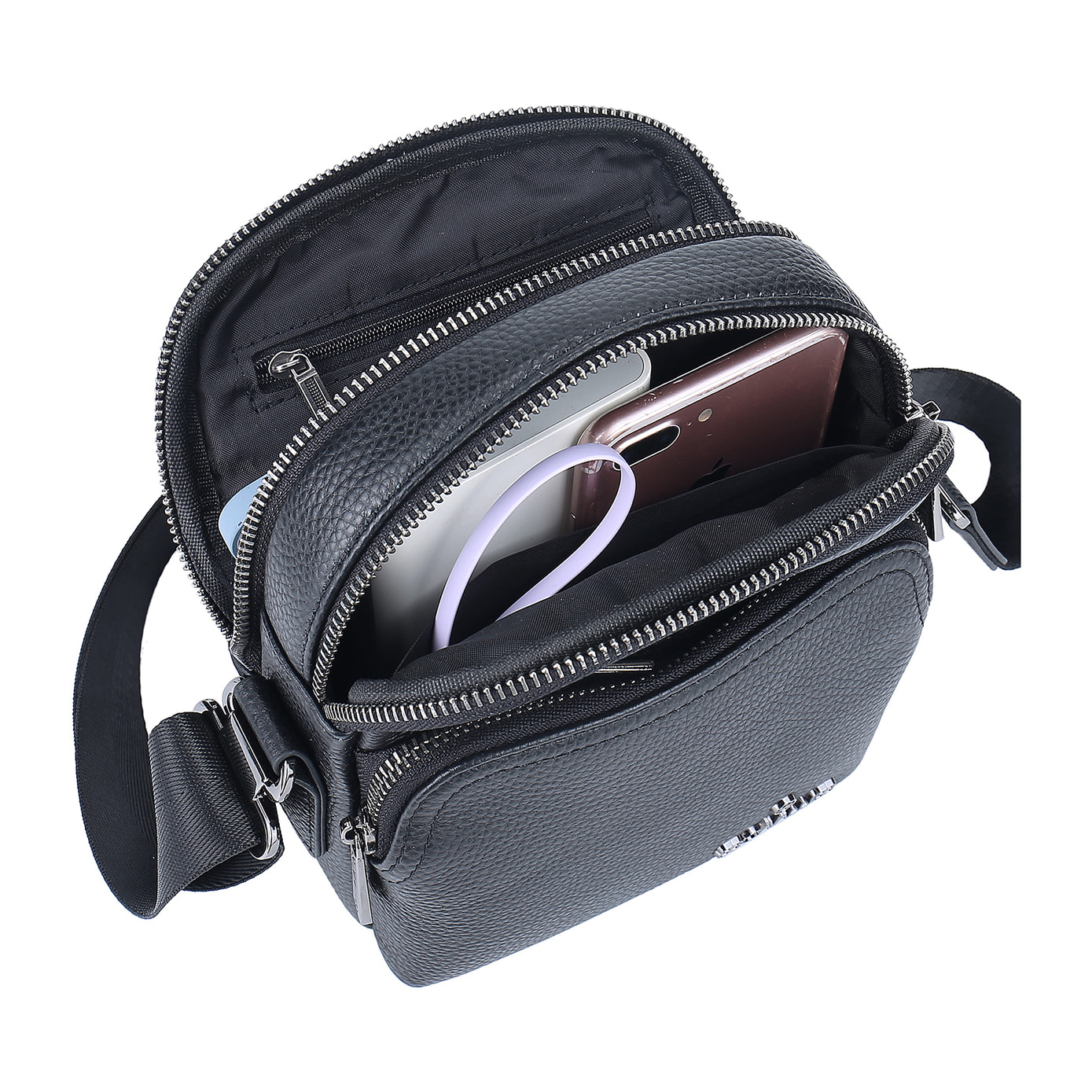 Borsa a tracolla  da uomo In Vera pelle Made in Italy 16x20x9 cm