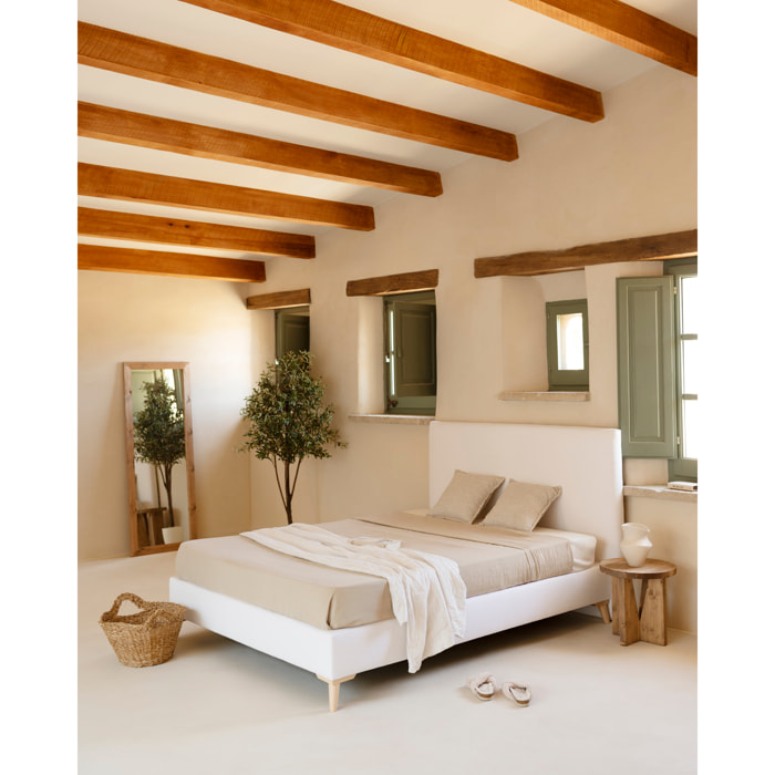 Lit rembourré en lin blanc pour les matelas en différentes tailles