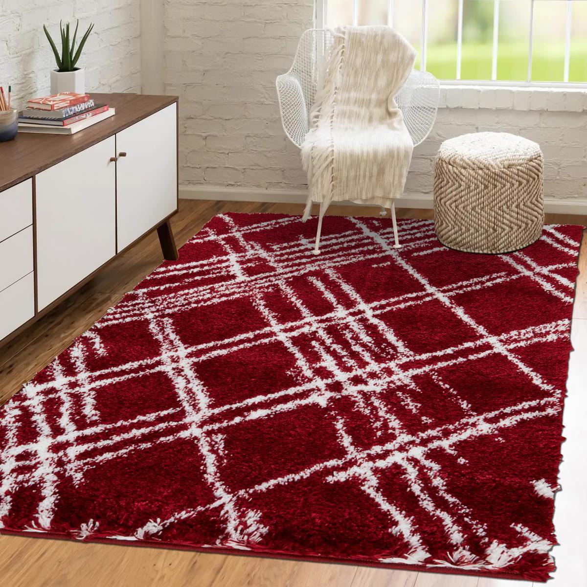 Tapis shaggy tissé motif géométrique RADO