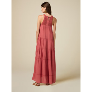 Oltre - Long dress with crochet part - Rojo