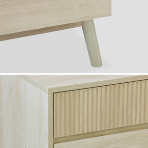 Table de chevet deux tiroirs. décor bois clair et piétement en pin - Linear