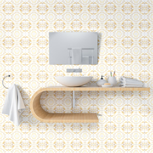 Stickers muraux - Sticker Mural Carrelage adhésif Cuisine Salle de Bain - 60 STICKERS CARRELAGES EFFET MARBRÉ DORÉ CHIC