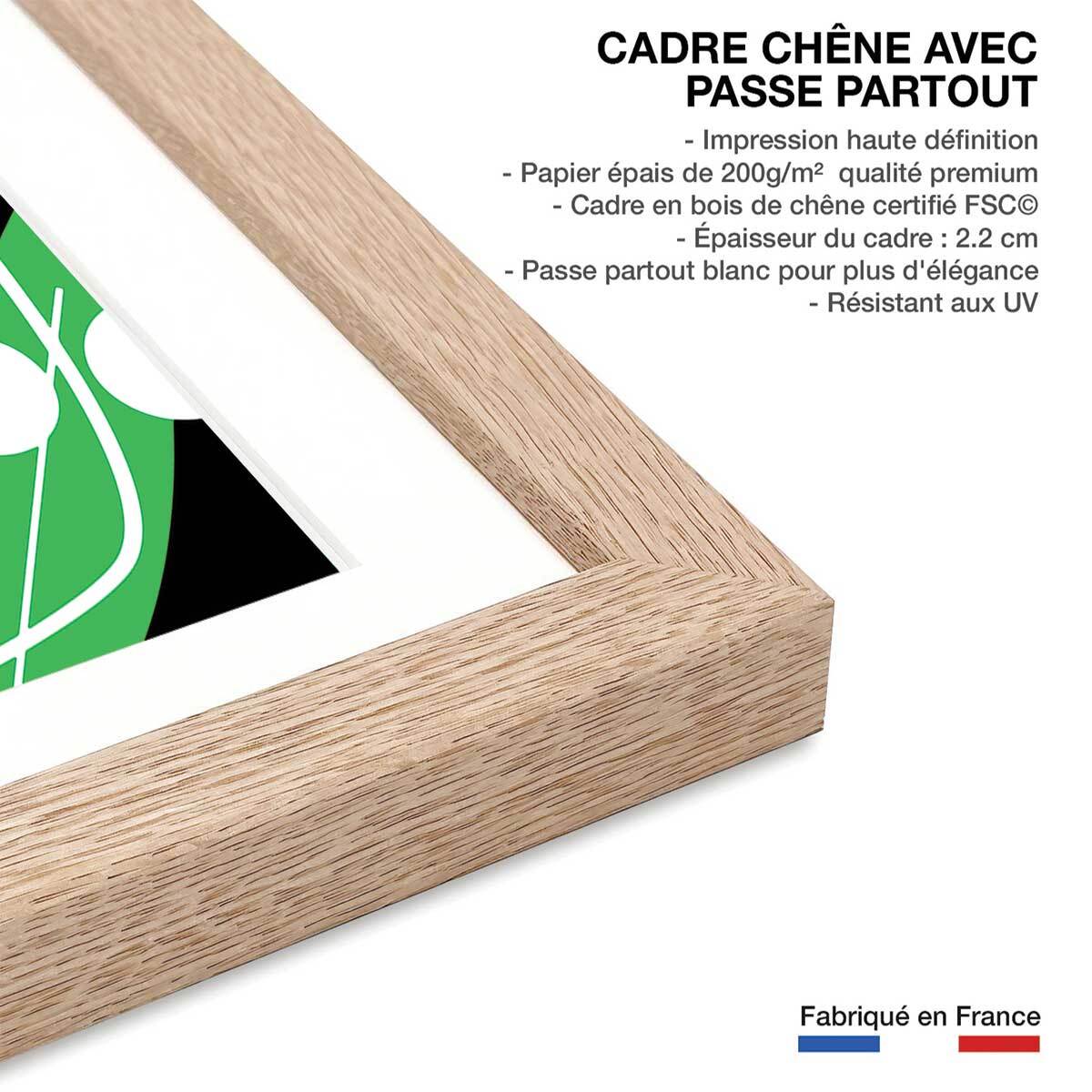 Affiche collage french kiss Affiche + cadre en bois - Chêne