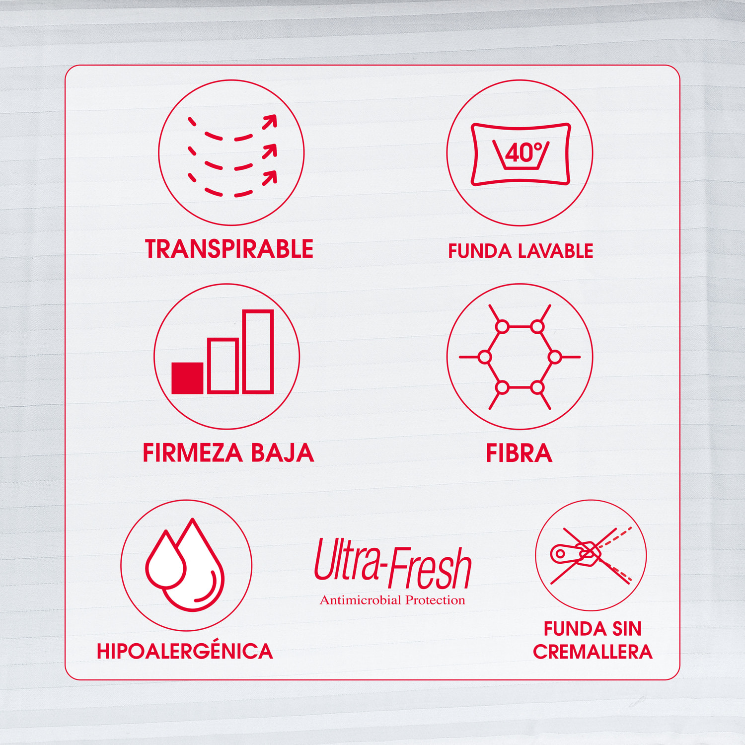 Almohada fibra | Firmeza baja | Tratamiento Ultrafresh | Petit Plus