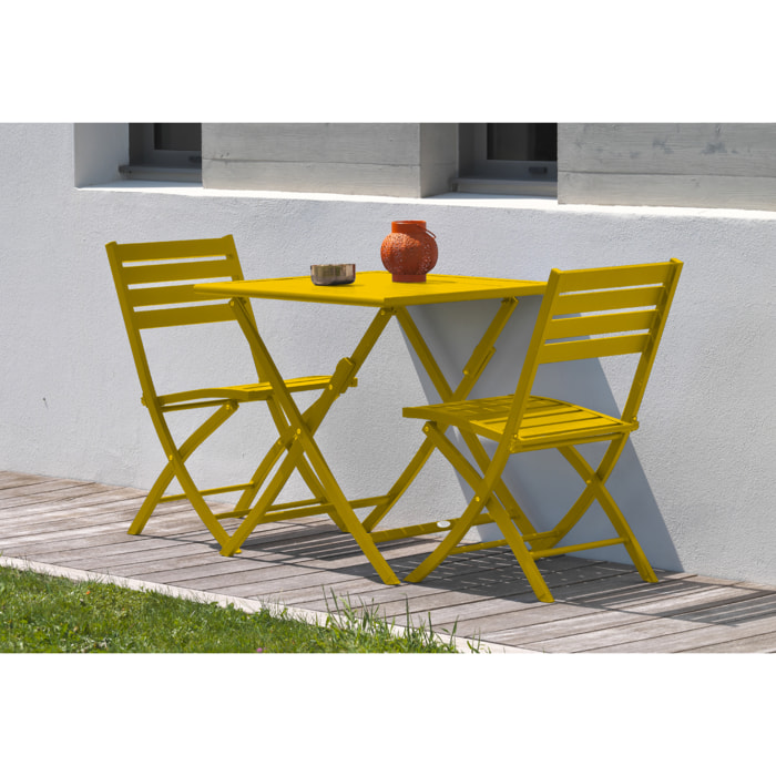 MARIUS - Lot de 2 chaises de jardin en aluminium moutarde