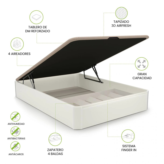 Canapé con zapatero 135x190 cm en blanco Luxury Plus 3D Blanco