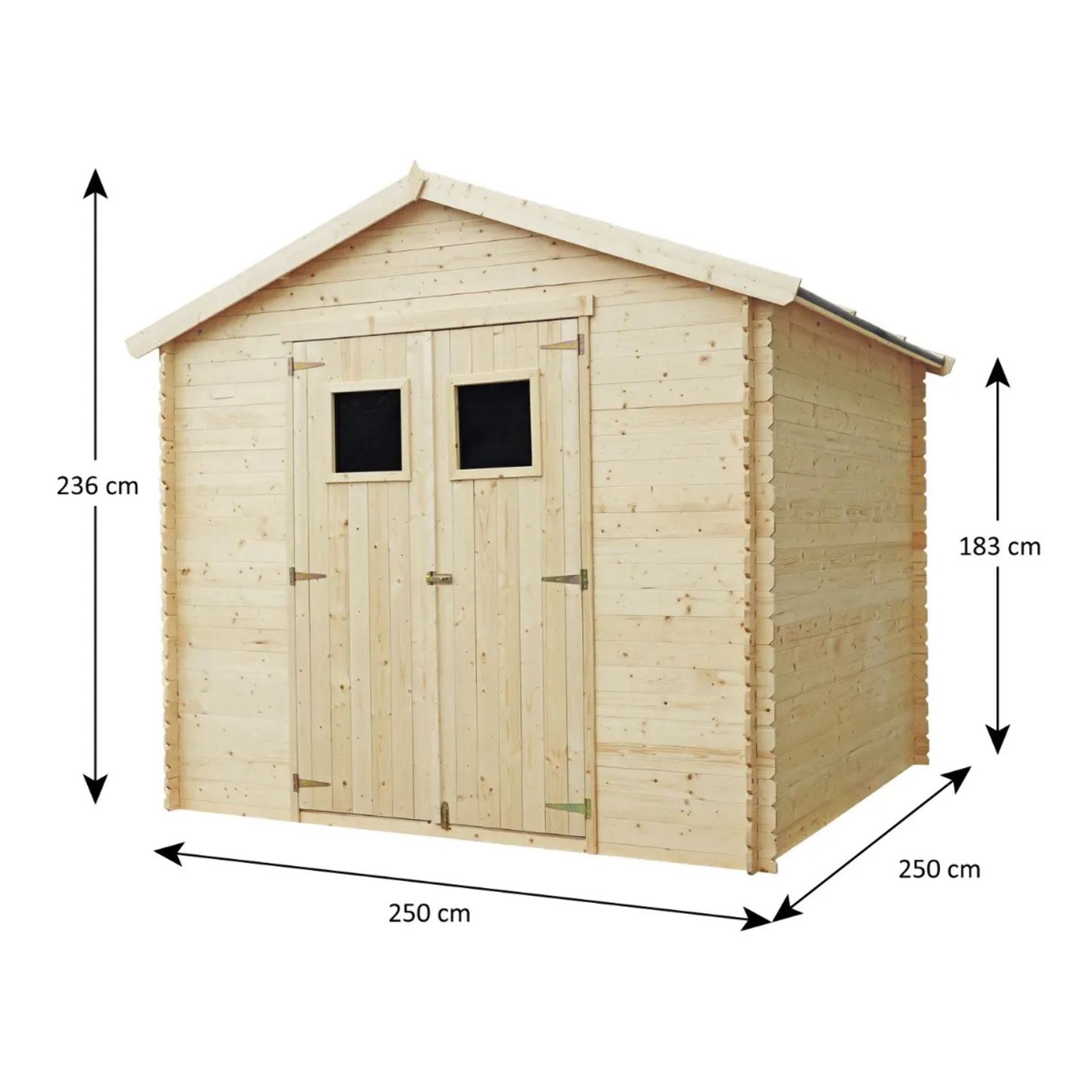 Abri de jardin - bois brut - 6 m²