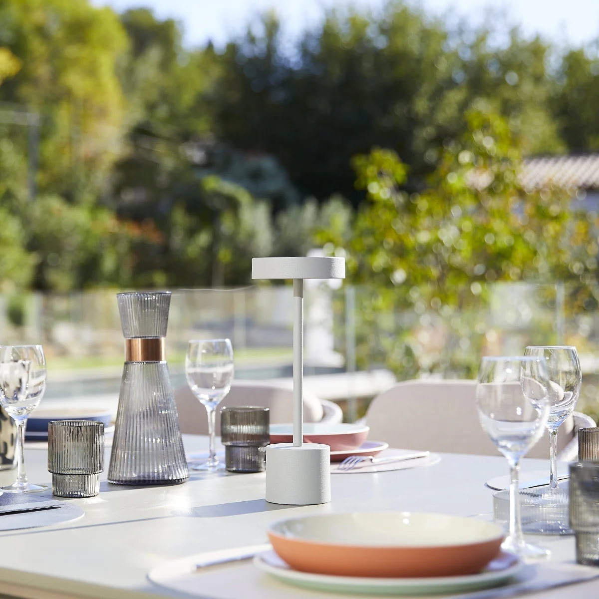 Lampe de table sans fil ROBY Gris clair H30cm