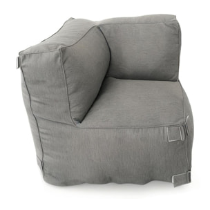 VERONE Salon de jardin modulable 3 places gris en tissu déperlant